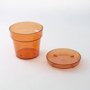 스탠다드프로덕트 트레이 포함 투명 화분(클리어 앰버, 15cm)