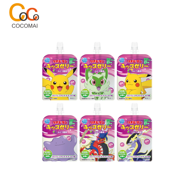 💗Free shipping💗Lipobitan Pokemon Kids Jelly 125g (6 different characters per type)] Four flavors [Mix fruit/ yogurt/ grapes/ peach] Cocomai who is full of nutrients during growth.