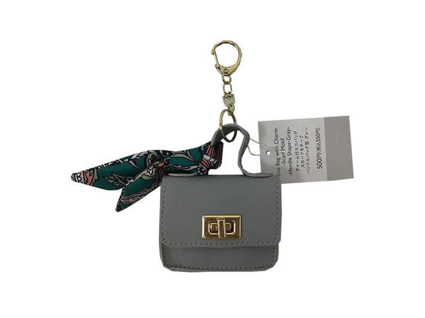 쓰리피(THREEPPY) 참 포함 에코백 (스카프 모티브, 핸들백형, 그레이)